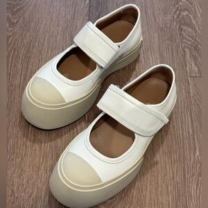 Marni White Pablo Mary Jane Ballerina Flats